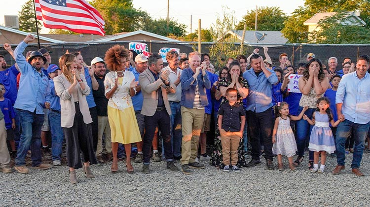 The Merlos and Olivares families reacting to their new home