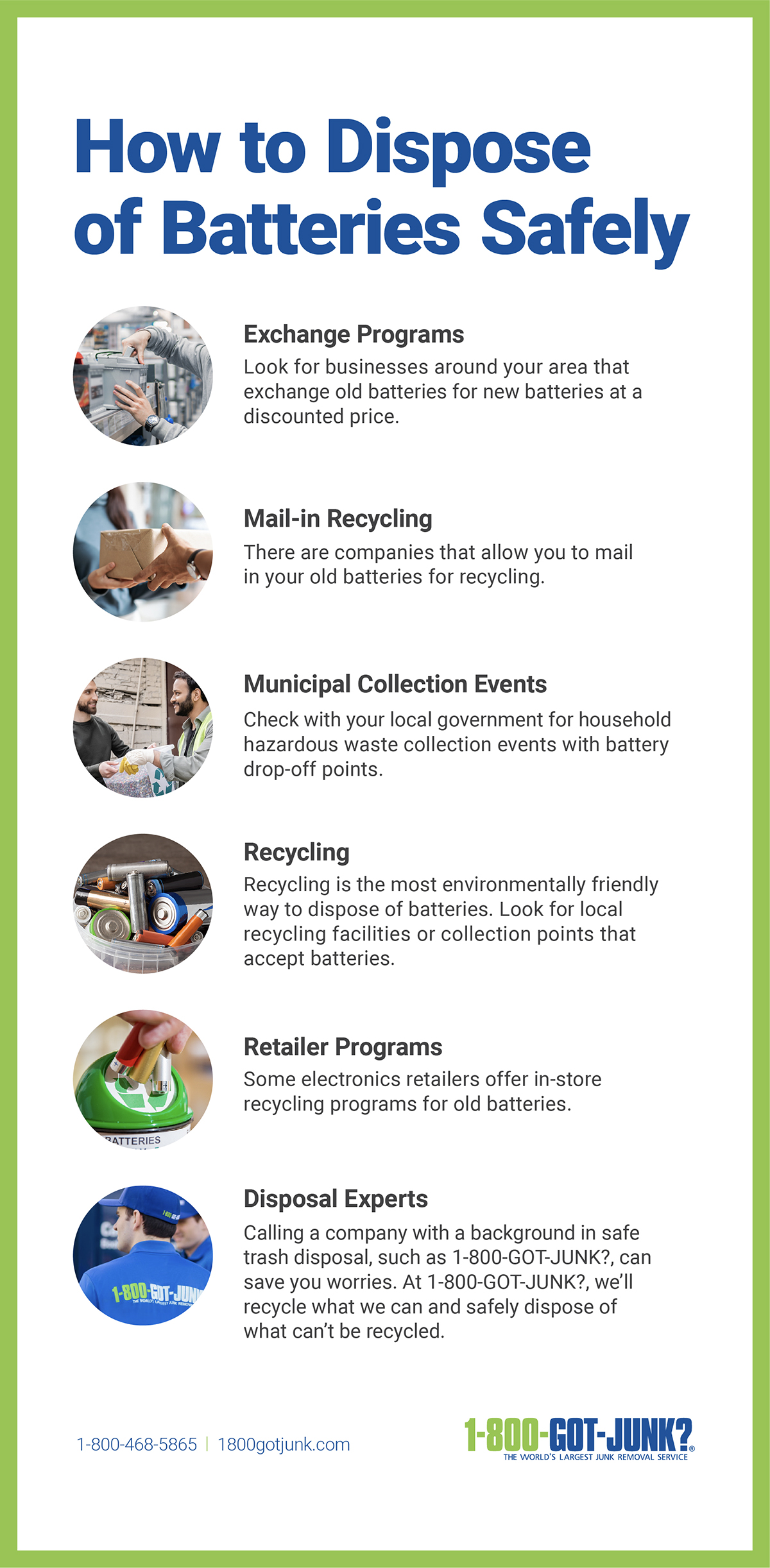 How to dispose of batteries safely infographic by 1-800-GOT-JUNK?